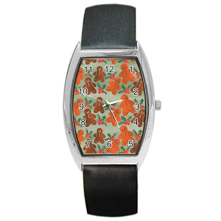 Christmas Cookies Cookie Advent Pattern Barrel Style Metal Watch