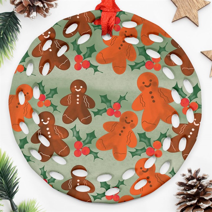 Christmas Cookies Cookie Advent Pattern Round Filigree Ornament (Two Sides)