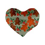 Christmas Cookies Cookie Advent Pattern Standard 16  Premium Flano Heart Shape Cushions Front