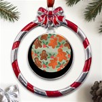 Christmas Cookies Cookie Advent Pattern Metal Red Ribbon Round Ornament Front