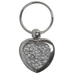 Silver Blossom Elegance Print (ai+human) Key Chain (heart) by dflcprintsclothing