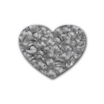 Silver Blossom Elegance Print (AI+Human) Rubber Heart Coaster (4 pack) Front