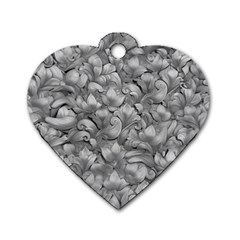 Silver Blossom Elegance Print (ai+human) Dog Tag Heart (two Sides) by dflcprintsclothing