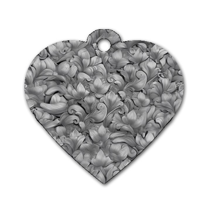 Silver Blossom Elegance Print (AI+Human) Dog Tag Heart (Two Sides)