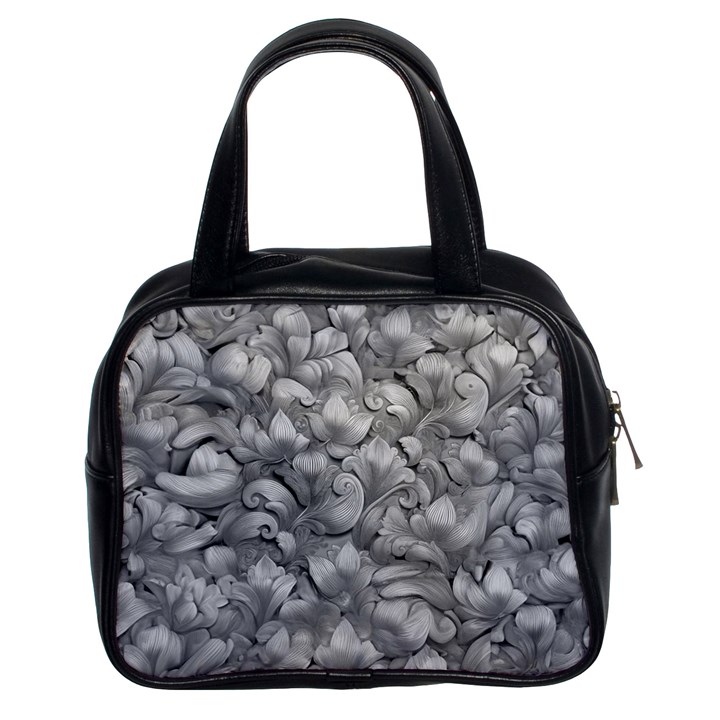 Silver Blossom Elegance Print (AI+Human) Classic Handbag (Two Sides)