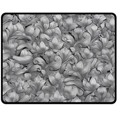 Silver Blossom Elegance Print (ai+human) Fleece Blanket (medium) by dflcprintsclothing