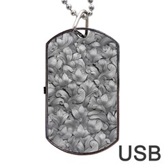 Silver Blossom Elegance Print (ai+human) Dog Tag Usb Flash (one Side) by dflcprintsclothing