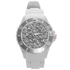 Silver Blossom Elegance Print (ai+human) Round Plastic Sport Watch (l) by dflcprintsclothing