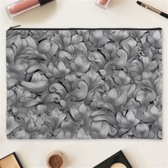 Silver Blossom Elegance Print (ai+human) Cosmetic Bag (xxxl) by dflcprintsclothing