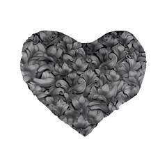 Silver Blossom Elegance Print (ai+human) Standard 16  Premium Flano Heart Shape Cushions by dflcprintsclothing