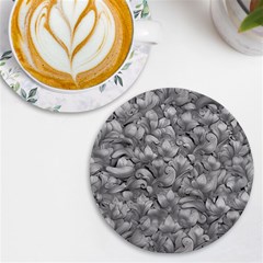 Silver Blossom Elegance Print (ai+human) Uv Print Round Tile Coaster by dflcprintsclothing