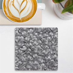 Silver Blossom Elegance Print (ai+human) Uv Print Square Tile Coaster  by dflcprintsclothing