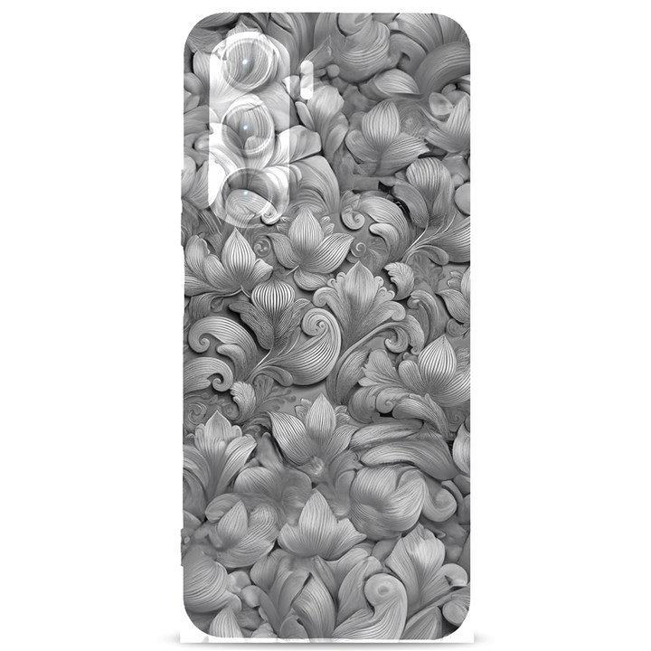 Silver Blossom Elegance Print (AI+Human) Samsung Galaxy S24 Plus 6.7 Inch Black TPU UV Case