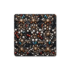 Pearls And Stones Square Magnet