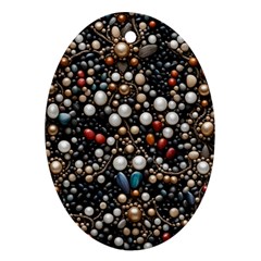 Pearls And Stones Oval Ornament (two Sides)