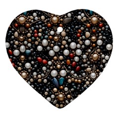 Pearls And Stones Heart Ornament (two Sides)