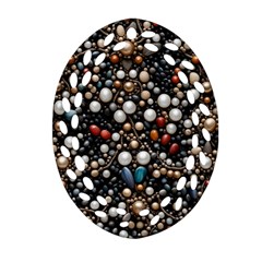 Pearls And Stones Oval Filigree Ornament (two Sides)