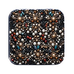 Pearls And Stones Square Metal Box (black) by dedoma