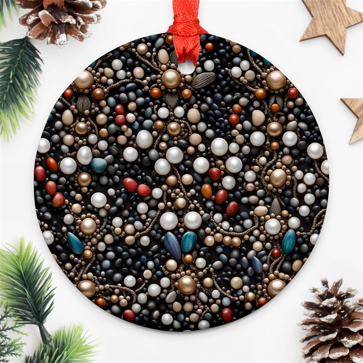 Pearls and stones Round Ornament (Two Sides)