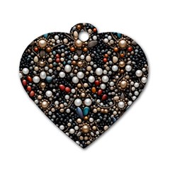 Pearls And Stones Dog Tag Heart (two Sides)