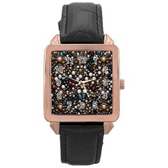 Pearls And Stones Rose Gold Leather Watch  by dedoma