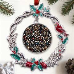 Pearls And Stones Metal X mas Wreath Holly Leaf Ornament