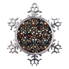 Pearls And Stones Metal Large Snowflake Ornament by dedoma