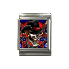 Confederate Flag Usa America United States Csa Civil War Rebel Dixie Military Poster Skull Italian Charm (13mm) by Ket1n9