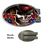 Confederate Flag Usa America United States Csa Civil War Rebel Dixie Military Poster Skull Money Clips (Oval)  Front