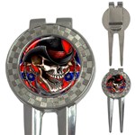 Confederate Flag Usa America United States Csa Civil War Rebel Dixie Military Poster Skull 3-in-1 Golf Divots Front