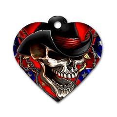 Confederate Flag Usa America United States Csa Civil War Rebel Dixie Military Poster Skull Dog Tag Heart (one Side) by Ket1n9