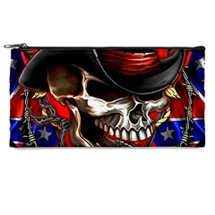 Confederate Flag Usa America United States Csa Civil War Rebel Dixie Military Poster Skull Pencil Case by Ket1n9