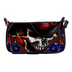 Confederate Flag Usa America United States Csa Civil War Rebel Dixie Military Poster Skull Shoulder Clutch Bag by Ket1n9