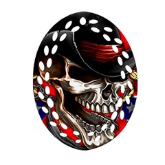 Confederate Flag Usa America United States Csa Civil War Rebel Dixie Military Poster Skull Ornament (oval Filigree)