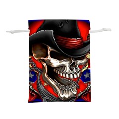 Confederate Flag Usa America United States Csa Civil War Rebel Dixie Military Poster Skull Lightweight Drawstring Pouch (l) by Ket1n9