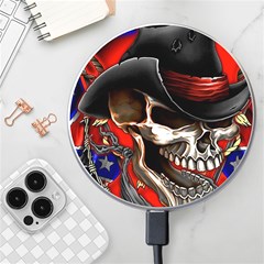 Confederate Flag Usa America United States Csa Civil War Rebel Dixie Military Poster Skull Wireless Fast Charger(white) by Ket1n9