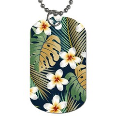 Seamless Pattern With Tropical Strelitzia Flowers Leaves Exotic Background Dog Tag (one Side) by Ket1n9