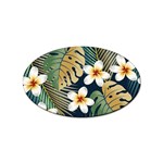 Seamless Pattern With Tropical Strelitzia Flowers Leaves Exotic Background Sticker Oval (100 pack) Front