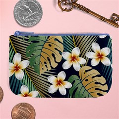 Seamless Pattern With Tropical Strelitzia Flowers Leaves Exotic Background Large Coin Purse by Ket1n9