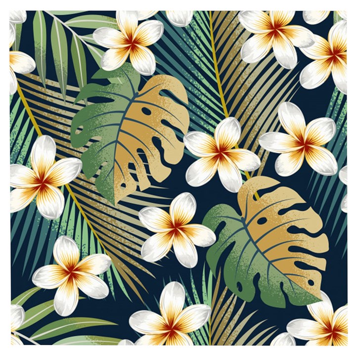 Seamless Pattern With Tropical Strelitzia Flowers Leaves Exotic Background Wooden Puzzle Square