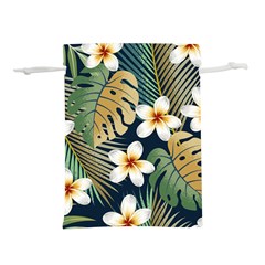 Seamless Pattern With Tropical Strelitzia Flowers Leaves Exotic Background Lightweight Drawstring Pouch (l) by Ket1n9