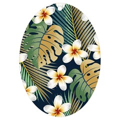 Seamless Pattern With Tropical Strelitzia Flowers Leaves Exotic Background Uv Print Acrylic Ornament Oval by Ket1n9