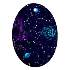 Realistic Night Sky Poster With Constellations Ornament (oval)