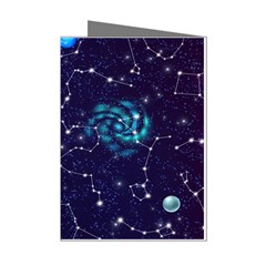 Realistic Night Sky Poster With Constellations Mini Greeting Cards (pkg Of 8)