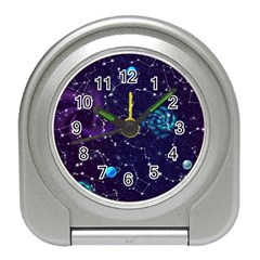 Realistic Night Sky Poster With Constellations Travel Alarm Clock by Ket1n9