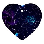 Realistic Night Sky Poster With Constellations Heart Ornament (Two Sides) Back