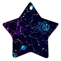 Realistic Night Sky Poster With Constellations Star Ornament (two Sides)