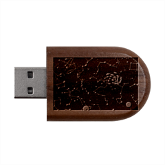 Realistic Night Sky Poster With Constellations Wood Oval Usb Flash Drive by Ket1n9