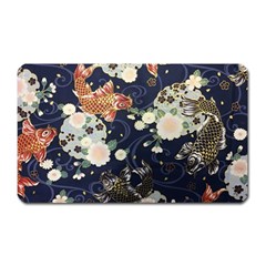 Japanese Wave Koi Illustration Pattern Magnet (rectangular) by Ndabl3x