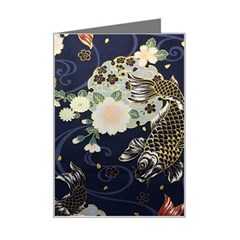 Japanese Wave Koi Illustration Pattern Mini Greeting Card